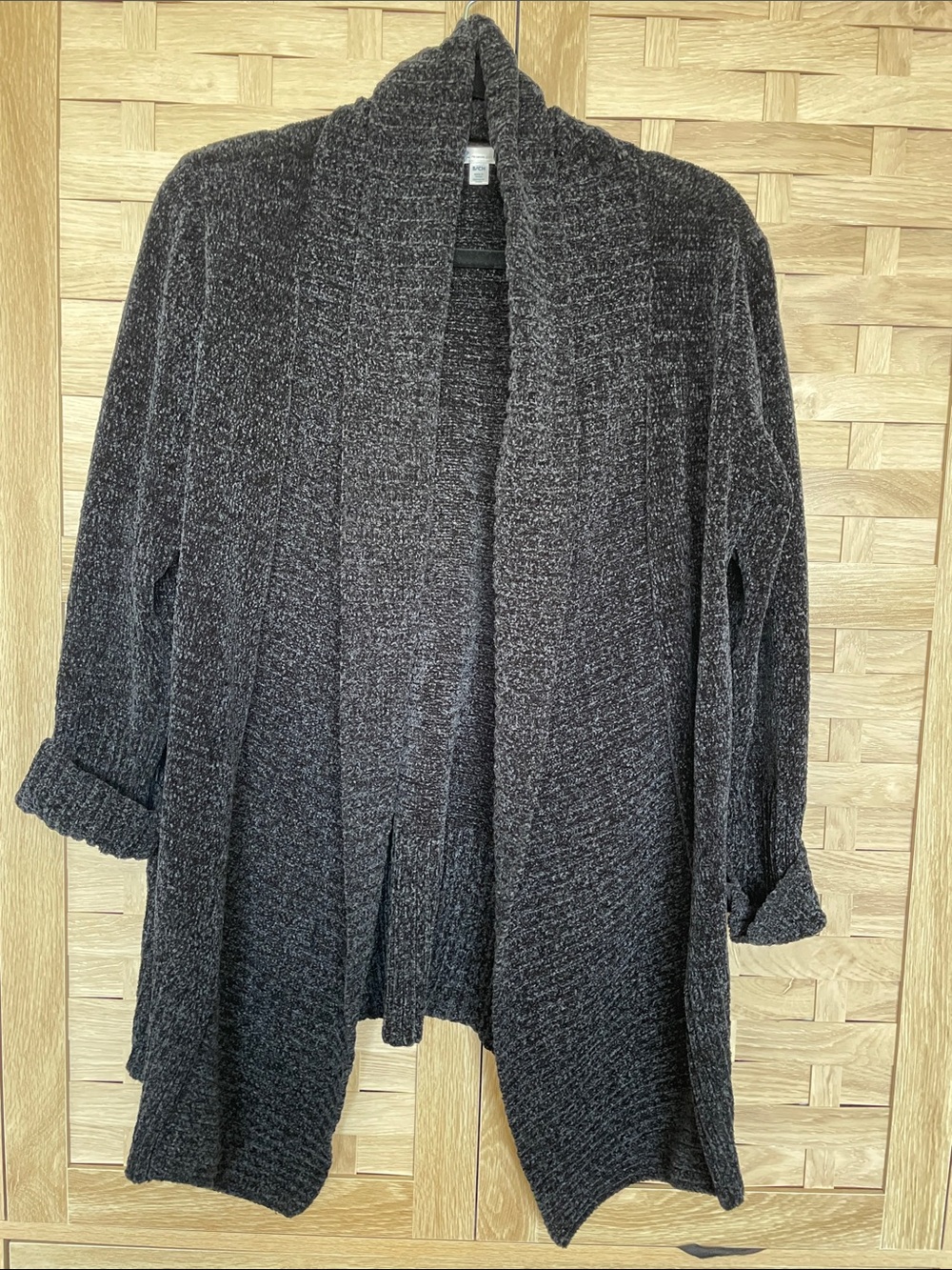 Seven7 Black Open-Front Shawl Collar Cardigan